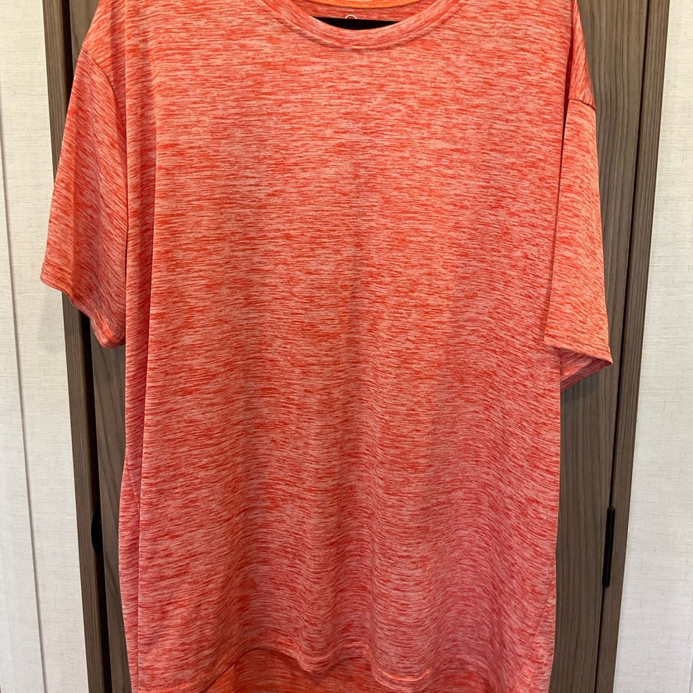 REALESSENTIALS MENS ORANGE ACTIVE WEAR SHORT SLEEVE TEE SIZE 2XL
